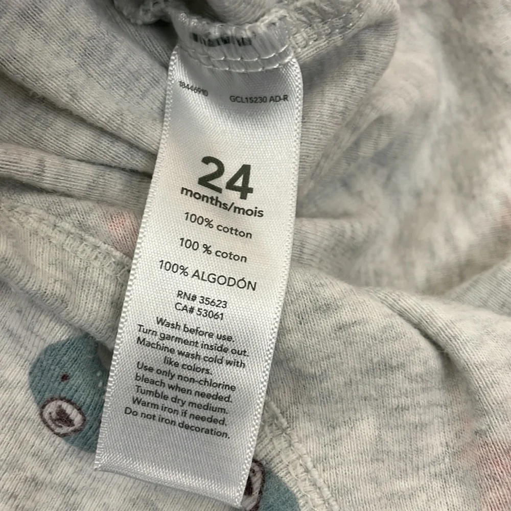 Carter's animals long sleeve grey onsie 24 months - Picture 5 of 5